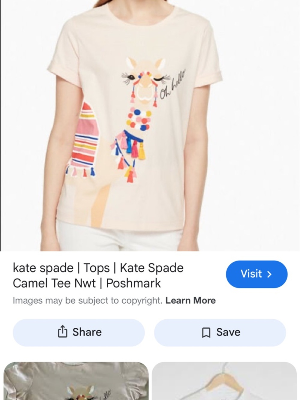 Kate Spade Cute Camel Graphic Tee - "Oh, hello" | Size XL